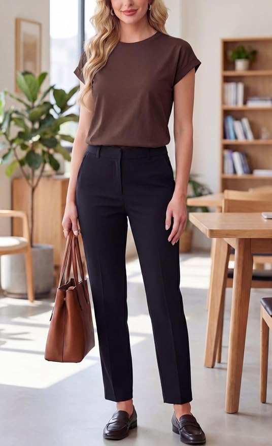 GRECERELLE Womens Summer Tops Cap Sleeve Crew Neck Basic T-Shirt | Everyday Casual Wear, Layering Friendly, Wrinkle-Resistant, Business Casual Ready, Lightweight & Packable, Capsule Wardrobe