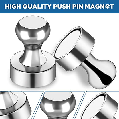 LOVIMAG Fridge Magnets 25Pcs, Magnet for Refrigerator Whiteboard, Silver | Small Strong Neodymium Metal Cute Push Pin for Classroom, Kitchen, Accessories Decorative, Office, Calendar