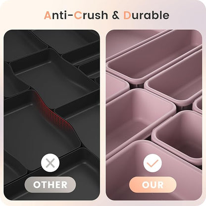 【Military Grade】A-LuGei Drawer Organizer,【】Makeup organizer,【Holds 177 Items】Bathroom Organizers and Storage,Organization and Storage,Desk Drawer Organizer for Vanity【Lilac】
