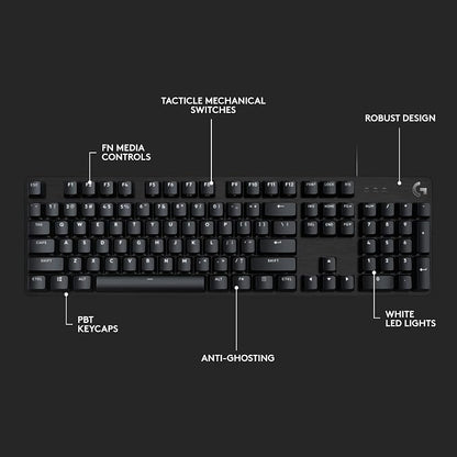 Logitech G413 SE Full-Size Mechanical Gaming Keyboard - Black | Backlit, anti-ghosting, compatible with Windows and macOS, aluminum material