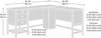 Sauder Cottage Road L-Desk, L: 65.12" x W: 58.66" x H: 29.76", Rustic Cedar finish