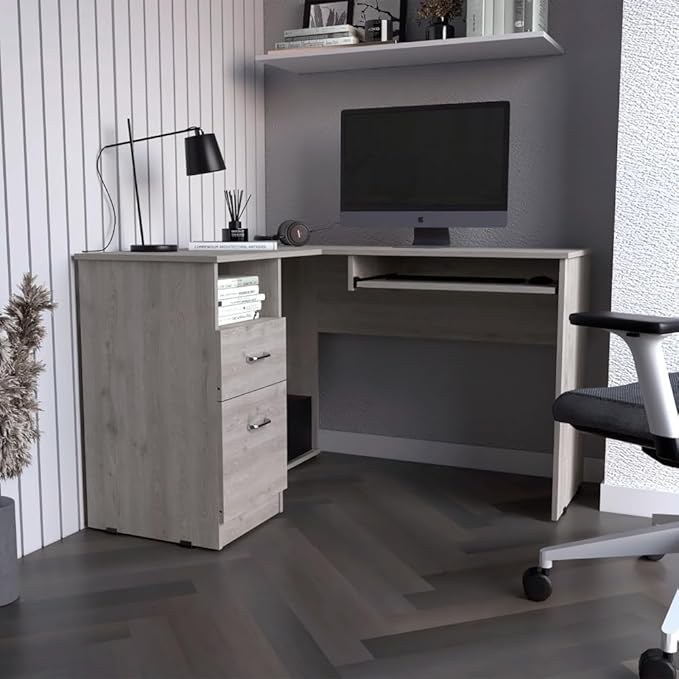 NicBex Kimberly-DW-00197-LWJ Home Office Desks, 47.2"x41.3"x30.4", Gray-1