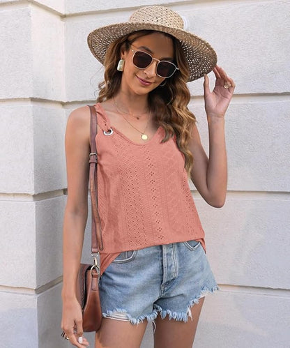 Disamer Womens Tank Tops 2026 Loose Fit Casual Summer Spaghetti Strap Trendy Spring Cute Lace Sleeveless T Shirts