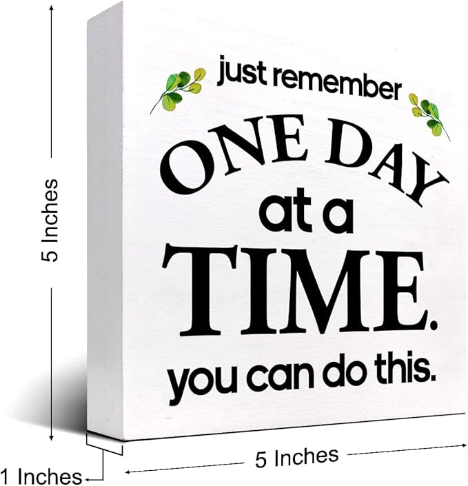 Just Remember One Day at a Time You can Do This Wood Block Sign Desk Decor,Motivational Reminder Wooden Box Plaque Sign Desk Decor for Home Office Workplace Shelf Table Decorations