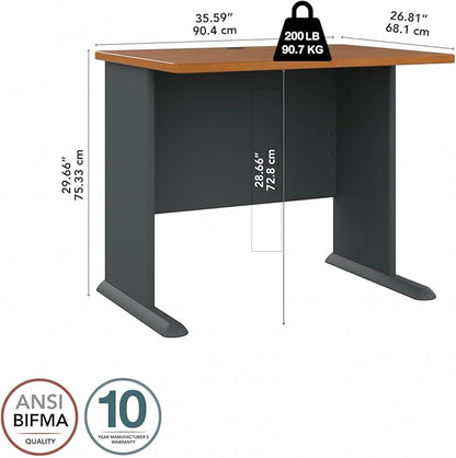 Bush Business Furniture Series A 36W Desk in Natural Cherry and Slate