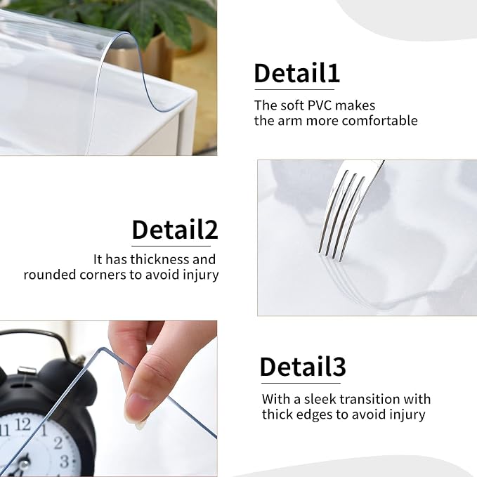 Clear Desk Mat, Non-Slip PVC Desk Protector Mat with Round Edge, Heat Resistant & Waterproof Clear Desk Writing Mat for Home and Office (11.8''*11.8'')