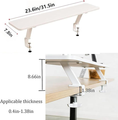 VXHCS Clamp On Desk Organizer Shelf, Desktop Extender Storage Organizer Portable No Drill Required Adjustable Floating Desks Shelf for Home Office Dorm Workstation and Study Space (31.5"x7.9")