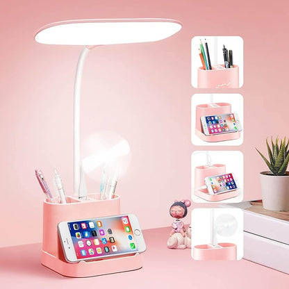 Mubarek Cute Desk Lamp Pink Lamp Cute Desk Accessories, 3 Modes 8W Dimmable Pink Desk Lamp+Organizers, Pink Desk Accessories Kawaii Desk Accessories, Cute Lamp Cute Desk Decor Cute Office Supplies