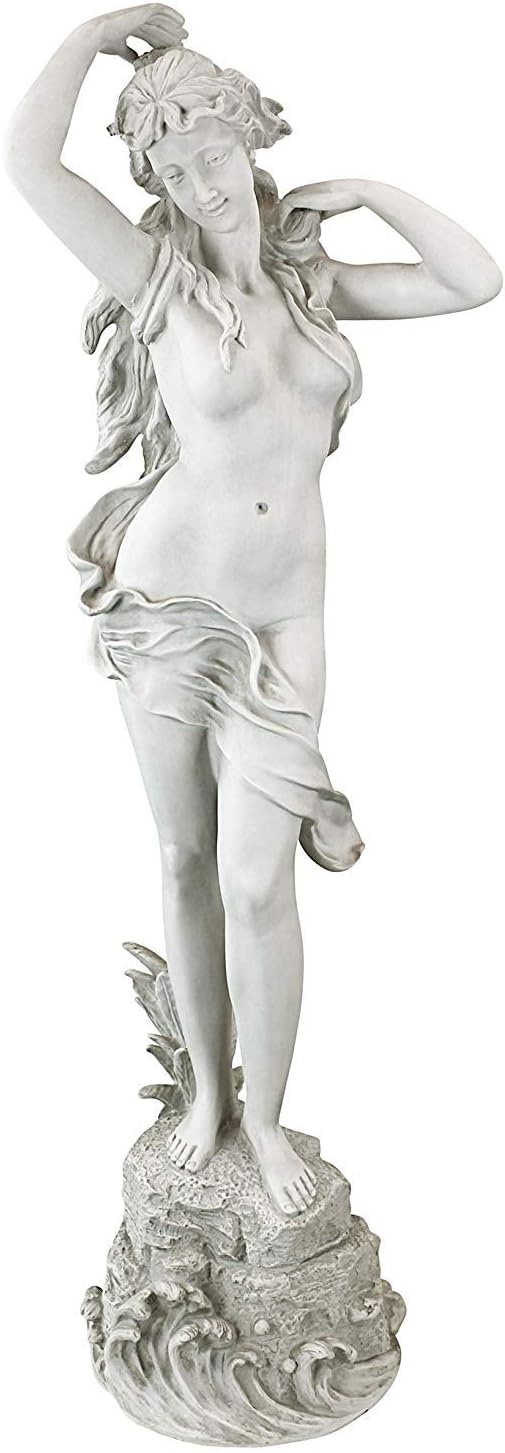 Design Toscano Spring Awakening Classic Woman Garden Statue, 14 inches wide, 40 inches tall, Cast Stone Resin, Antique Stone Finish