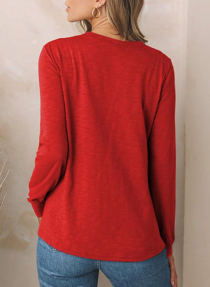 EVALESS Womens Crewneck Long Sleeve Tops Casual Polka Dots Tops Fall 2026 Tshirts Shirts