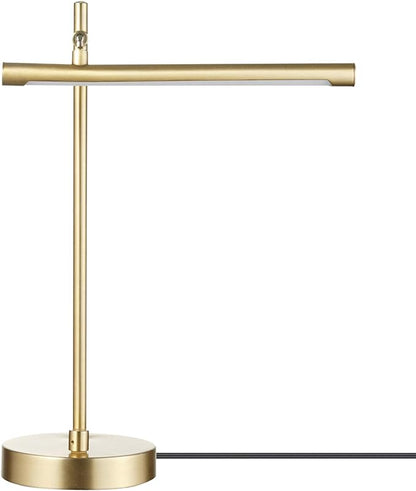 Globe Electric 52889 West 15" LED Integrated Desk Lamp, Matte Brass, 200 Lumens, Dimmer Rotary Switch