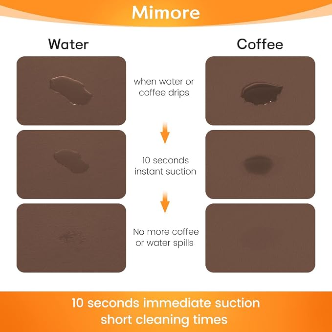 Mimore Coffee Mat - 16x24 Inch Brown Bar Mat for Countertop - Absorbent, Hides Stains, Rubber Backed - Dish Drying Mat Fits Under Coffee Maker, Espresso Machine (Compatible with Ninja Luxe Cafe)