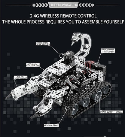 Building Sets Stem Assembly Metal 3-D Puzzle RC Scorpion Tank Assembly Model Kit Construction Set Toys 1034PCS/Included Motor