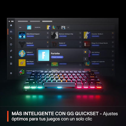 SteelSeries Apex Pro Mini Gen 3 OmniPoint 3.0 HyperMagnetic Switches — Adjustable Actuation — Rapid Trigger — Game-Ready Presets — Protection Mode — Rapid Tap/SOCD — RGB — PBT Keycaps — USB-C