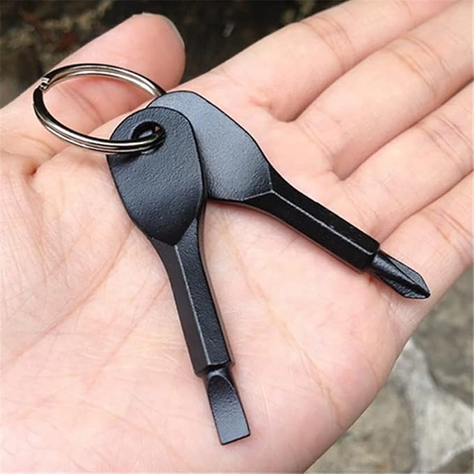 ROSTIVO Mini Phillips Flathead Screwdriver Keychain Cool Gadgets for Men | Mini keychain screwdriver set with Phillips flathead, pocket EDC multitool, cool small gadgets for men daily repair use