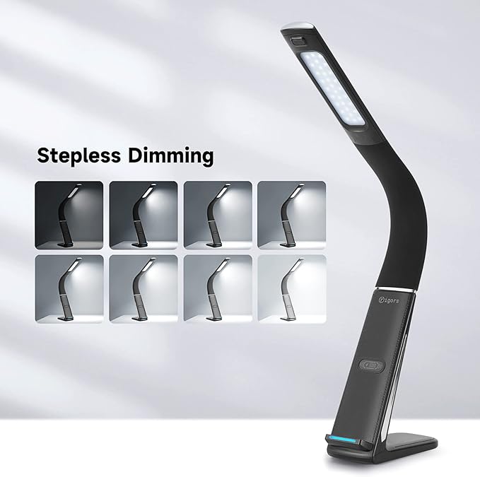 LED Desk Lamp with Wireless Charger, USB Charging Port, Stepless dimmable brightness, Natural Lights, Desk Lamps for Home Office, Table Lamp Eye Caring Reading Light, Gesture Control desk light