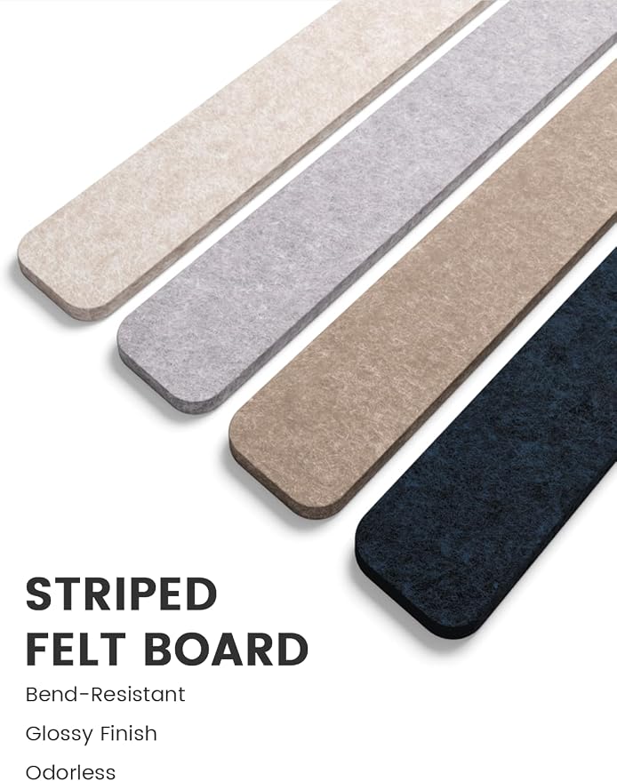 Fluxynara 13" x 2" Felt Wall Panels, Nordic Slate | 8-Pack Includes 50 Push Pins and Adhesive Tabs for Photos, Notes and Decor in Bedroom Doors, Home Office or Studios