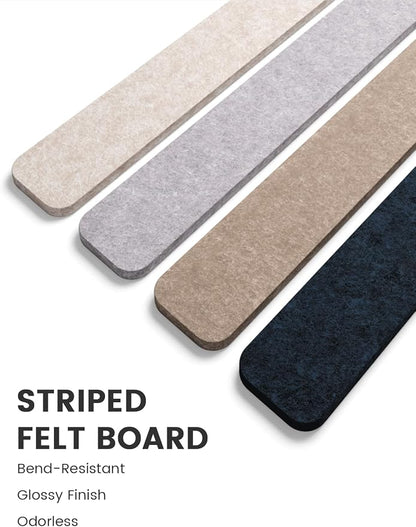 Fluxynara 13" x 2" Felt Wall Panels, Nordic Slate | 8-Pack Includes 50 Push Pins and Adhesive Tabs for Photos, Notes and Decor in Bedroom Doors, Home Office or Studios