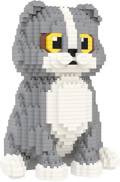 Larcele Cat Micro Building Blocks Animal Set, DIY Mini 3D Building Toy Bricks Kit,985 Pieces KLJM-05 (Scottish Fold)