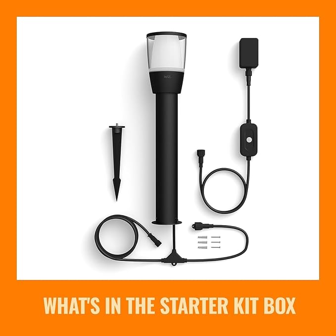 WiZ Elpas Bollard Smart WiFi Outdoor LED Path Light Starter Kit, Compatible with Alexa, Google Assistant and Siri Shortcuts, Bluetooth Compatible, No Hub Required