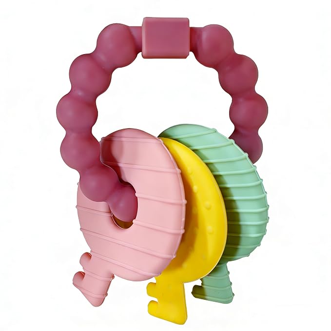 Baby Keys Toy, Teething Keys Toy for Toddlers 3-18 Months,Infants Sensory Silicone Chewable Keys Teether - Soothes Baby Gum Pain,BPA Free (Purple)