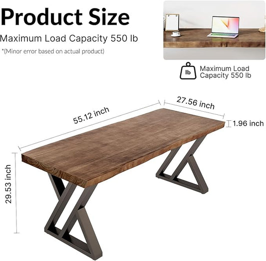 Desk / 55 inches,Solid Wood Desk Classical Style Home Office Desks/New Chinese Style Computer Table/Wooden Desk/Brown Desk (Brown-Z)
