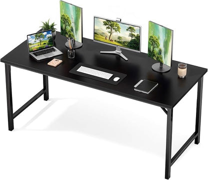 Sweetcrispy 63-Inch Small Computer Desk for Bedroom, Black | Gaming Writing Work and Study Desk for Home Office, Sturdy Metal Frame and Compact Modern Design with X-Shaped