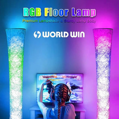 2 Pcs Floor Lamp, 61'' Smart RGB LED Corner Lamp with Music Sync and 16 Million DIY Colors, 3 Color Temperature, APP & Remote Control, Color Changing Standing Floor Lamp for Bedroom Living Room