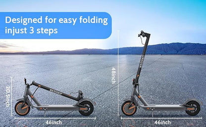 Maxshot Electric Scooter, 8.5" /10" /14" Tire, 16/19/22 Mph Top Speed, 12/16/21/27/28/49/50 Miles Long Range, Folding Escooter for Adults and Kids with Seat Bag, Dual Braking, Dual Suspension, App
