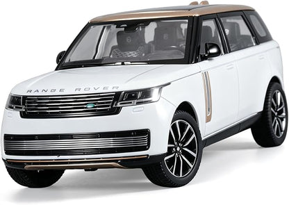 Toy Car Model 1/24 Diecast Cars Compatible with Land Rover Range Rover Off-Road SUV Collect Model Car Kits for Adults and Boys Metal Toy Cars for Kids Age 3+ Pull Back Cars with Light and Sound（White）