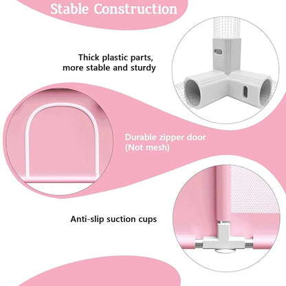 Pink Baby Playpen with Mat, 50x50 Inch Playpen with Mat Waterproof for Babies and Toddlers Play Pen for Girls Pink Playards Safety Gate Fence Active Center Indoor