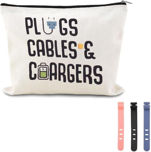 Travel Charger Organizer Bag for Cords and Cables Plug Charging Bag Earphone Storage Pouch Small Electronic Makeup Bags Wire Charge Holder Pouch with Zipper Usb Pouches for Travel Gifts for Men Women
