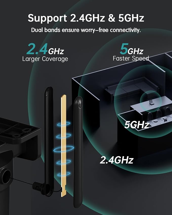 ZUMIMALL 2.5K Wired Cameras for Home Security, 2.4G/5G WiFi Outdoor Camera, 5MP, 24/7 Recording,AI Motion Detection, Cloud & SD Card Storage, 2-Way Audio, 360° PTZ Auto Tracking, IP66-2-Pack (Black)