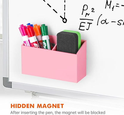 BEYGORM Magnetic Dry Erase Marker Holder for Whiteboard & Refrigerator | Non-slip Acrylic Pen Holder for Classroom, Fridge Magnet, Locker Organizer Accessories, Teacher & School Supplies(Pink)