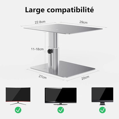 Nillkin Monitor Stand for Desk, Adjustable Height Computer Monitor Stand | Ergonomic Aluminum Computer Stand for Desktop | iMac, Studio Display XDR, Dell, HP, Lenovo, Other Screen Display | Silver