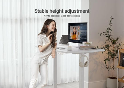 YDN 32 x 19 Inch White Electric Standing Desk | Adjustable Height, Sit Stand, Cable Management, Ergonomic, Home Office