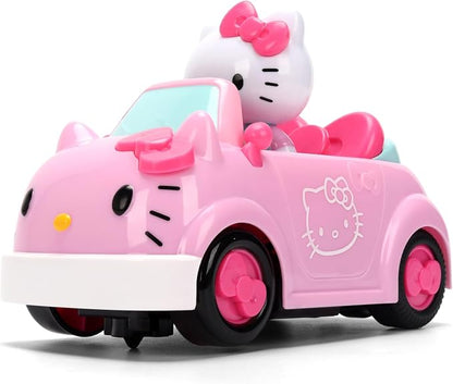 Jada Hello Kitty RC Car 1:32 Scale Vehicle – Simple Function Remote Control Pink Convertible with Non-Removable Figure Toys