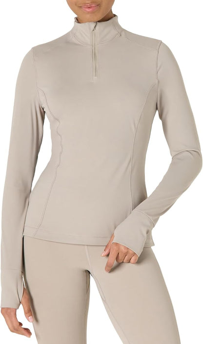 Amazon Essentials Women's Active FormFlex Buttery Soft Slim Fit Quarter Zip Long Sleeve Pullover Jacket