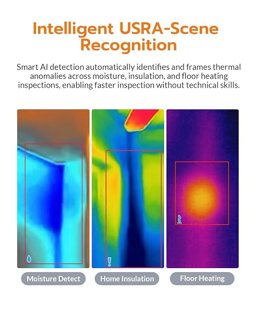 GT16S Thermal Imaging Camera with Smart AI Scene Detection, Thermometer Mode, 240×240 UIRA-IR Resolution, -4°F-1202°F Temp Alarm, 11h Runtime, Infrared Camera for HVAC Home Inspection