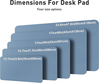 Aothia Faux Leather Desk Mat – Large Mouse Pad, Non-Slip PU Leather Blotter, Waterproof Writing Surface for Office and Home (Denim Blue, 47.2" x 23.6")