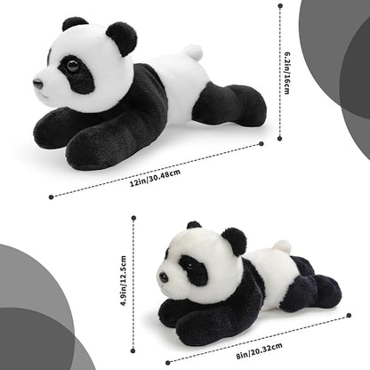 Panda Stuffed Animal for Kids,12 inch Realistic Animal Plush Toy Lying Down Posture Animals,Plush for Boys Girls Adult Birthday Hug Teaching(L-Panda)