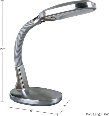 Lavish Home Desk Lamp - Natural Sunlight Lamp with Adjustable Gooseneck - Reading Light for Working, Crafting, Sewing, or Homework (Silver)