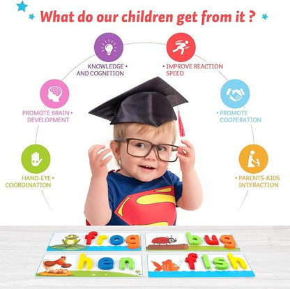 KMUYSL Learning Toys for 3 4 5 6 Years Old Boys and Girls - See & Spell CVC Word Builders with Alphabet Cards for Kids, Preschool Learning Activities Toys, Idea Birthday Gifts for Age 3-5 4-6 Kids