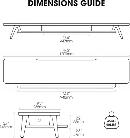 Fenge Dual Monitor Stand, Monitor Stands Riser for 2 monitors, 47.2 Inch Wood Desk Shelf with Storage Organizer and Cable Management for Office Desk Accessories