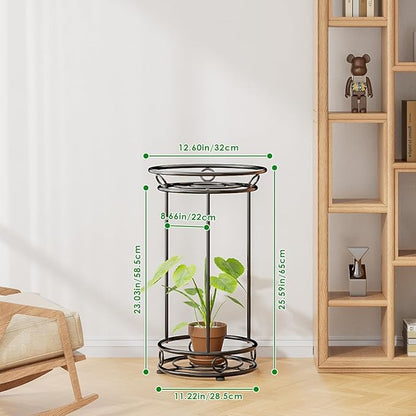 Plant Stand Indoor Outdoor - Metal Planter Holder Shelf Tall Tiered Flower Pot Display Organizer Rack for Garden, Patio, Living Room, Bathroom, Office (Black)