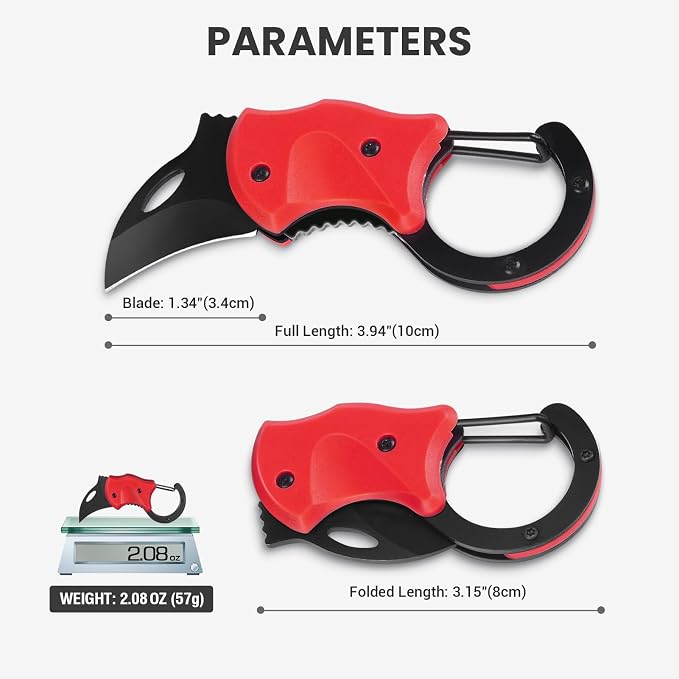 FUNBRO Cool Folding Knife Box Cutter, Edc Knives Tool | Small Pocket Knife for Men with 1.34 Inch Sharp Blade, Great Gift for Women Men (red)