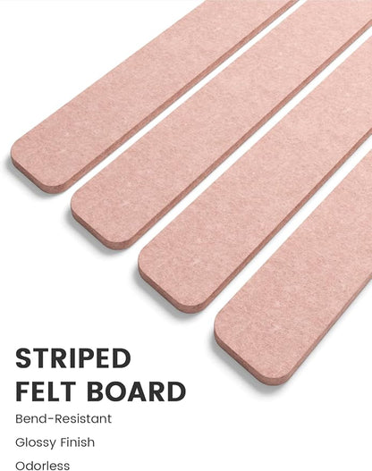 Fluxynara 13" x 2" Felt Wall Panels, Pink | 8-Pack Includes 50 Push Pins and Adhesive Tabs for Photos, Notes and Decor in Bedroom Doors, Home Office or Studios