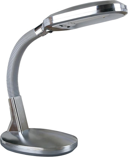 Lavish Home Desk Lamp - Natural Sunlight Lamp with Adjustable Gooseneck - Reading Light for Working, Crafting, Sewing, or Homework (Silver)