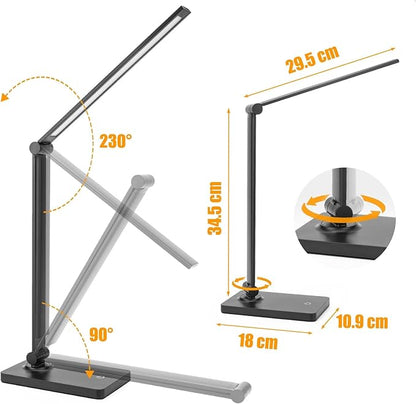 Desk Lamp LED Desk Lamps Eye-Caring Desk Lamps Dimmable Table Lamps Dimmable Office Lamp with USB Port Touch Control for Home Office Bedroom student dormitory (USB plug-in Desk Lamp)
