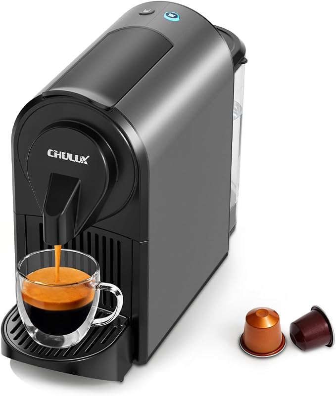 CHULUX Bafè-Pro Espresso Maker for Nes Pod, 20 Bar High Pressure Pump, Gray | 1400W Rapid Heating, Espresso Lungo Buttons, Used Capsule Drawer, Auto-Eject System, 24oz Removable Reservoir, Mini Footprint